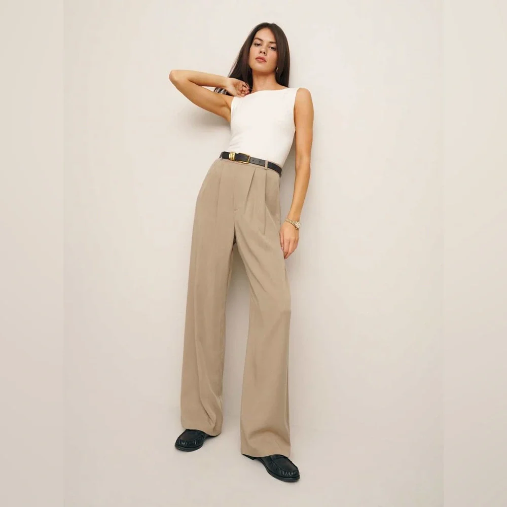 Reformation petite mason pant, khaki - Picture 2 of 6